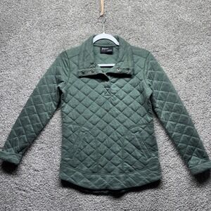 Marmot Roice Women's Quilted Pullover 1/4 Snap Button Down Sweater Size XS Green